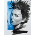 Model profile in acrylics and spray paint art