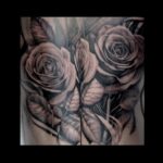 Black and grey large realistic roses