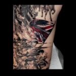 Realistic British flag tattoo