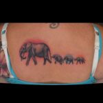 Elephant with colour background tattoo
