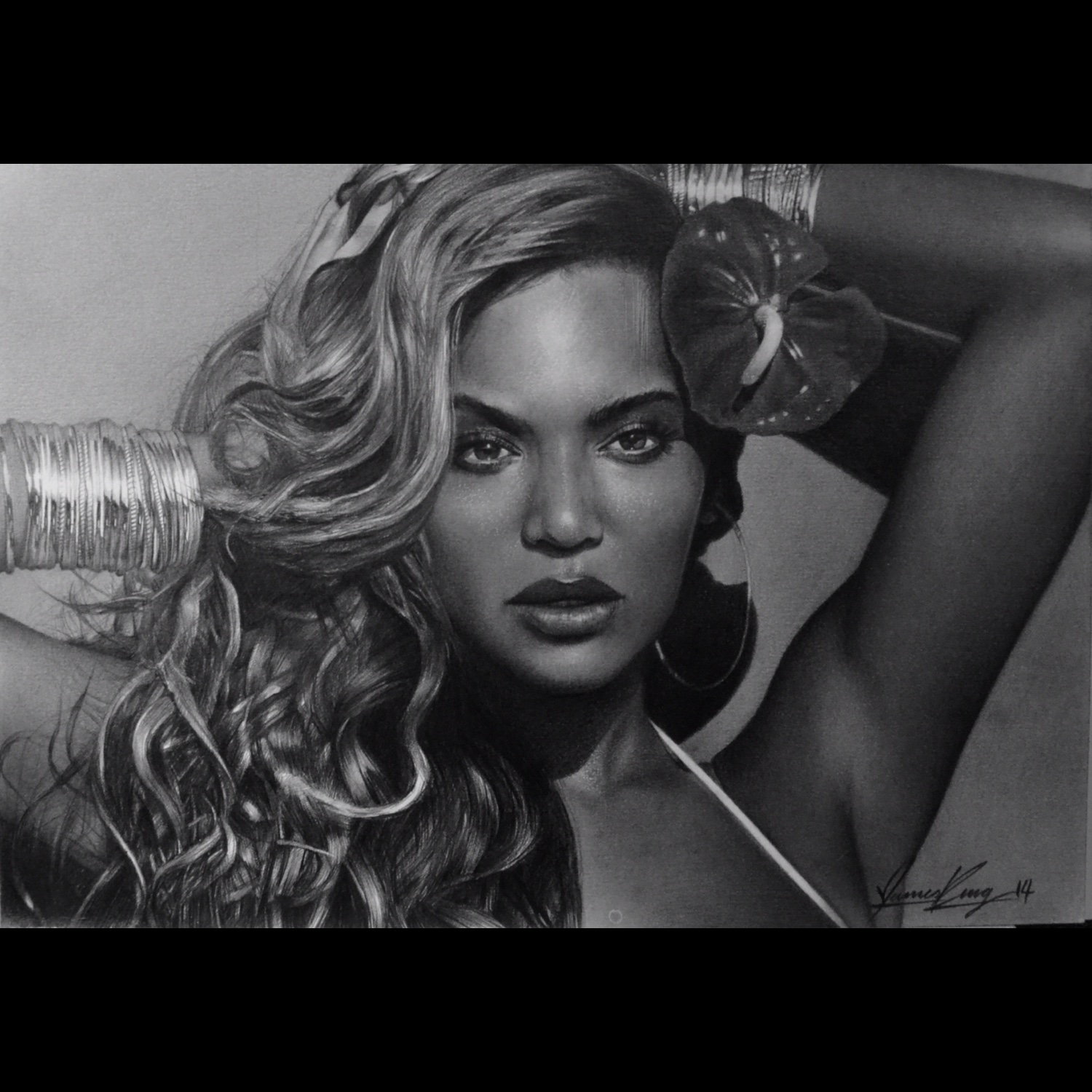 Singer Beyonce in graphic pencil